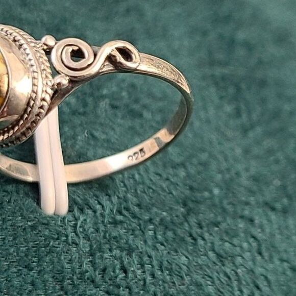 Honey Dahlia Torquoise Ring sz 7 Sterling Silver Gemstone Boho Statement Jewelry - Picture 5 of 6